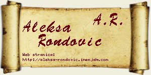 Aleksa Rondović vizit kartica